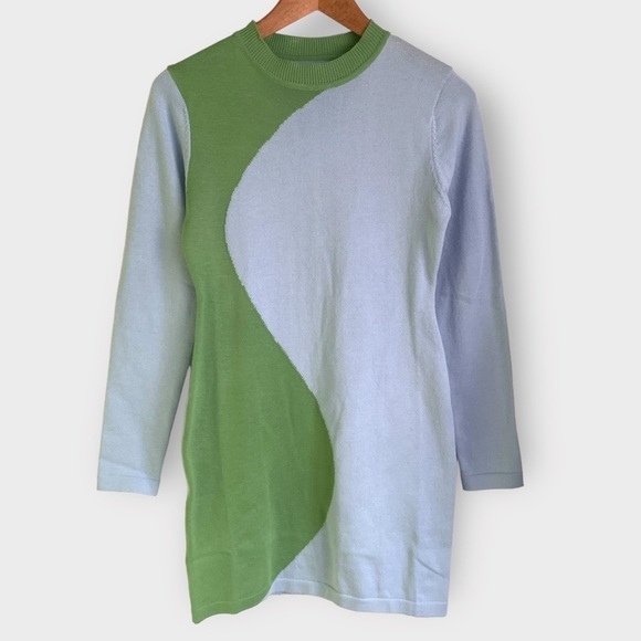 Shein Crewneck Colorblock Knit Sweater Mini Dress - Picture 1 of 6